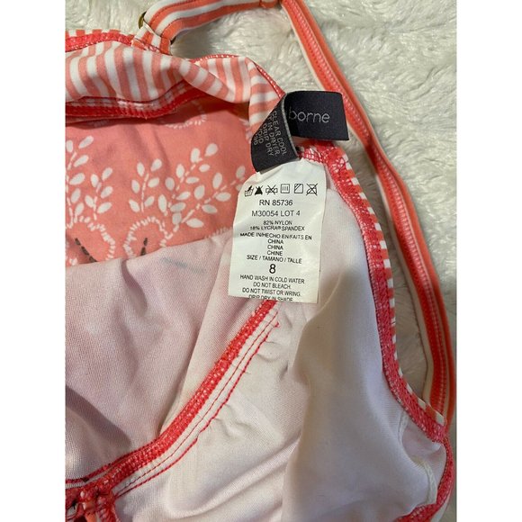 Liz Claiborne Women's One Piece Size 8 Pink Orange Swimsuit swimwear - Picture 5 of 7